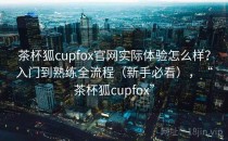 茶杯狐cupfox官网实际体验怎么样？入门到熟练全流程（新手必看），“茶杯狐cupfox”