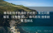蜂鸟影院手机端好不好用：常见问题解答（完整整理），蜂鸟影院 搜索剧集 视频名